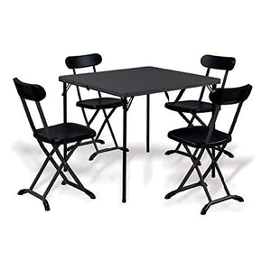 BIACCHI Set Tavolo + 4 sedie in Acciaio Pieghevole Antracite salvaspazio Esterno Horeca