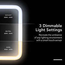 Fancii Specchio per Trucco Portatile con 56 Luci a LED Dimmerabili e Ingranditore 1x e 10x - Specchio Cosmetico Illuminato da Viaggio con 3 Ambiente di Luce, Supporto Regolabile -Aura Go (Oro Rosa)