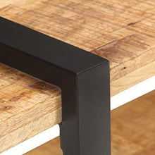 Tidyard Comodino 50x40x40 cm in Legno di Mango Grezzo,per Soggiorno, Camera da Letto, Balcone,può Servire Come Comodino, Armadietto, Tavolino