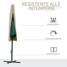 Outsunny Copertura per Ombrellone Impermeabile, Copri Ombrellone da Giardino Antistrappo, Cachi Φ57x160cm