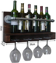 DJSMjbj Metallo Muro di Ferro Hanging Vino Rack di Legno a Parete Vino Vassoio di Vetro Frame Telaio Decorazione della Parete Wine Rack Galleggiante unità Forte Portata Ripiani Decke