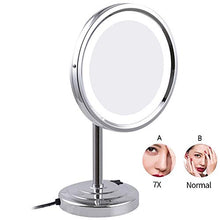 Specchi per trucco da tavolo a LED, specchio da 8 pollici cromato con luci Specchio illuminato ingranditore cosmetico regolabile in ottone con spina,7X