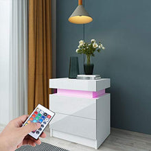 Moolo Comodino Coloful LED Light Bedsideside-Sweat Seak Ampia capacità Armadio di Stoccaggio con 2 Cassetti per Camera da Letto 220V