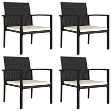 Tidyard Set 5pz da Pranzo da Giardino con Cuscini, Tavolo Sedie da Giardino, Set Mobili da Giardino in Polyrattan,Tavolo Rettangolare e 4 Poltrone in Rattan