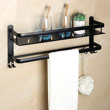 Portasciugamani 2 Layer Sospensione Wc 3 Bagno Perforato Libero Doppio Strato Semplice Bagno Nero Igienici Rack a Parete