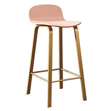 GYPPG Sgabello Bar Minimalista Contemporaneo con Schienale Basso, sedie Cucina per la Colazione con Sedile in plastica Ecologica/Gambe in Metallo - Rosa