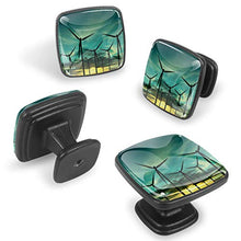 Fattoria di turbine eoliche al tramonto Pomelli per Porta Set di 4 Pomelli per Mobili Manopole per Cassetti Cucina Armadio Vetro