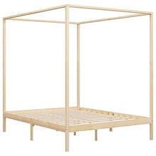 BIGTO - Struttura letto a baldacchino con 2 cassetti in legno di pino massello, mobili per camera da letto, 160 x 200 cm, colore: Marrone chiaro