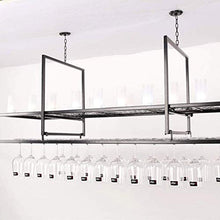 QTWW Portabottiglie da Appendere Decorazione da Parete Soffitto da Appendere Armadietto da Vino Supporto a Testa in Giù Nero (Dimensioni: 100 * 35 * 60 cm)