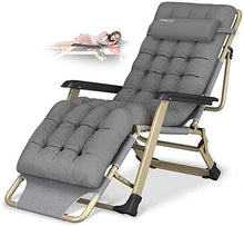 Azyq Sedia Reclinabile Pieghevole Zero Gravity Lounge Chair Oversize Xl, Sedie a Sdraio Cuscino in Cotone per Giardino Patio Esterno Lettini Prendisole Letto Reclinabile Caricamento Fino a 300Kg con