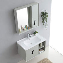 GFBVC Mobile Lavabo Simple Mirror Armadietto per Mobile da Bagno Combinazione Moderna Legno massello di Legno Armadio con Lavaggio in Ceramica lavabo vanità Facile da Pulire