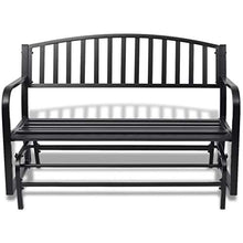 Cikonielf Panchina da Giardino a Dondolo 128 x 65 x 86 cm Panchina da Giardino con Braccioli Curvati Elegante Robusta Classica-Nera in Acciaio