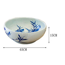 Lavabo da Bagno a Prova di Spruzzi d'Acqua in Ceramica per Hotel con Contenitore lavabo in Ceramica Bianco e Blu Rotondo Lavandini Bagno