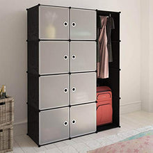 Autoshoppingcenter Armadio Modulare Camera da Letto con 12 Cubi, Scaffale Plastica con Ante, Guardaroba Organizzatore Strutture per Cabine Nero