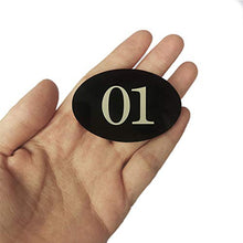 Targhetta con numero dotata di nastro adesivo, per armadietto e porta, colore nero, numeri da 01 a 100
