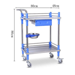 WangQ Carrello - Carrello Medico dell'attrezzatura del Veicolo Medico del Carrello Medico del Doppio Carrello Medico Spesso dell'Acciaio Inossidabile carrellino Cucina (Size : 80 * 48 * 86cm)