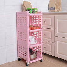 &ripiano di stoccaggio Scaffalature multi-funzione semplice soggiorno camera da letto bagno a 4 strati protezione ambientale con cremagliera di finitura ruote rosa Scaffale di finitura