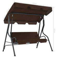GOTOTOP - Dondolo da giardino con parasole impermeabile, 170 x 110 x 153 cm, a 3 posti, per giardino e cortile, carico 250 kg, caffè