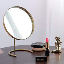 ADSE Specchio per Il Trucco Specchio da Tavolo Rotondo Dorato, Specchio per Il Trucco in Metallo, Specchio da 16,5 cm di Diametro