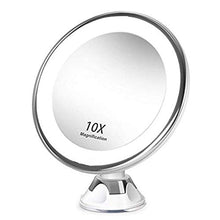 Varadyle Specchio cosmetico illuminato con luce a LED, ingrandimento 10x, ventosa girevole a 360°, per casa, scrivania, bagno, viaggio