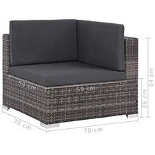 vidaXL Divani Set da Giardino 19pz in Polyrattan Grigio Salotto Canapè Esterno