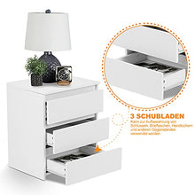 Comodino Comò a 3 cassetti Mobile Contenitore Cassettiera Tavolo Camera da Letto Portaoggetti Moderno Comodino Tavolino Alto per Soggiorno Camera da Letto Cassettiera Armadio Cassettone Bianco