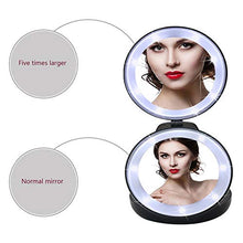 Hancoc. Nuovo Specchio Tondo Triplo A LED for Il Trucco Specchio for Il Trucco ABS Materiale Lente d'Ingrandimento Portatile Specchio di Bellezza Nero