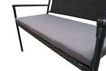 PrimoLiving Elegante panchina da giardino in polyrattan con morbido cuscino in grigio scuro nero