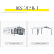 Outsunny Gazebo da Esterno Tenda tendone per Feste Matrimonio Telaio in Acciaio,Impermeabile, Bianco 8x4m