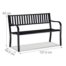 Relaxdays, Nero Panca da Giardino, a 2 Posti, Design Intrecciato, da Terrazzo, per Balcone, HxLxP 82 x 127,5 x 59,5 cm