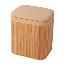 MAHFEI-Cestini Portaoggetti Bauletto Portaoggetti in bambù Sgabello Tessitura A Mano Bello E Raffinato Cuscino in PU Flip Cover Forte capacità Portante Camera da Letto