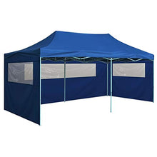 Tidyard Gazebo Pieghevole Impermeabile Blu/Crema/Antracite con 4 Pareti e Struttura in Acciaio 6x3m,Gazebo Pieghevole,Gazebo Impermeabile,Gazebo con Parete,Gazebo Richiudibile