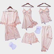 sohefia Set Pigiama 5 Pezzi in Seta Blush Set di Abiti da Notte Sexy Camicia da Notte in Pizzo da Donna M Rosa