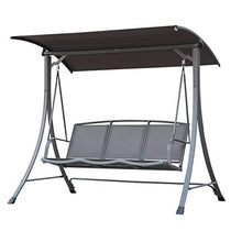 Angel Living Dondolo da Giardino con Tettuccio Parasole Inclinabile 3 posti Patio Comfort Hammock Tessuto grigio Teslin 193X132X173CM