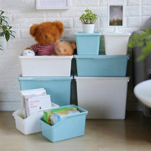 C-J-Xin - Scatola portaoggetti in plastica, per sala di classe, camera da letto, per bambini, libri di studenti, colore: blu trasparente blu