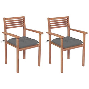 vidaXL Sedie da Giardino 2 pz con Cuscini Grigi in Massello di Teak