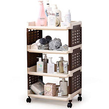 LYM &ripiano di stoccaggio Scaffalature Home Soggiorno Camera da Letto Bagno 4 Strati con scaffalatura di Finitura Ruote Scaffale di Finitura