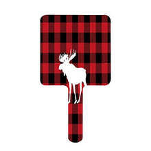 Specchio a mano, rosso bufalo plaid alce quadrato palmare specchio con maniglia per trucco casa salone di viaggio uso 9 cm L x 16 cm L