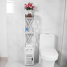 Mobili da Bagno Armadio Alto,Armadio alto da Bagno,Colonna da Bagno con 4 Ripiani e 1 Ante in Stile Tapparelle, Mobiletto Salvaspazio,22.5 X 22 X 120 cm, Bianco