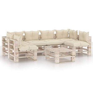 SKM Set Divani da Giardino Pallet 7 pz con Cuscini in Legno di Pino (157.76kg) -6283