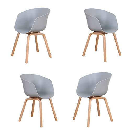 Set di 4 Moderne Sedie da Pranzo con Gambe in Legno Massello Imbottite, Adatte per Cucina, Sala da Pranzo, Soggiorno e Camera da Letto (Grigio)