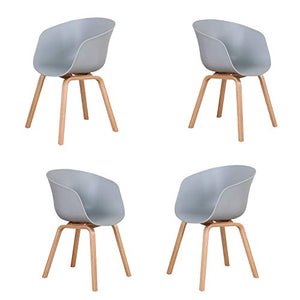 Set di 4 Moderne Sedie da Pranzo con Gambe in Legno Massello Imbottite, Adatte per Cucina, Sala da Pranzo, Soggiorno e Camera da Letto (Grigio)