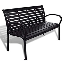 Wakects, panca da giardino a 3 posti, in legno, resistente alla corrosione, per esterni, con struttura in acciaio, struttura solida per casa, giardino, parco, 124,5 x 61 x 81,3 cm