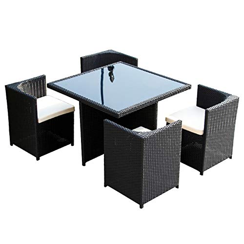 Aimir Set di Mobili da Giardino per Esterni, Tavolo E Sedia da 5 Pezzi Set di Combinazione Mobili da Giardino in Rattan Cortile per Il Tempo Libero Servizi per La Casa di Conversazione