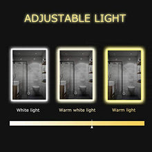 Kjzeex Specchio da bagno a LED, 50 x 70 cm, con illuminazione, luce bianca fredda, specchio da parete con interruttore touch