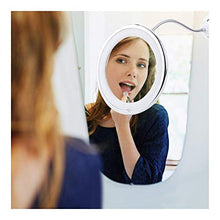 Fyftwh Specchio per Il Trucco Ingrandimento 10x di Trucco dello Specchio Pieghevole Regolabile ingrandimento Specchio da Toilette Solide Ventose con Luce Naturale LED