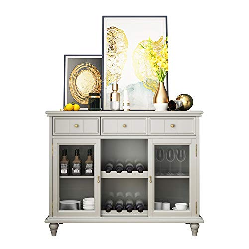 Credenza Buffet Buffet Server Credenza Consolle in Legno Tavolo da Pranzo Credenza Tavolo con 3 armadi Soggiorno Governo di immagazzinaggio (Colore : Grigio, Size : 118x40x97cm)