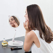 Rosilesi Specchio per Il Trucco - Specchio cosmetico bifacciale Rotondo Illuminato a LED con Illuminazione a LED Pieghevole