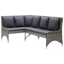 Divano angolare da giardino, 2 pezzi, in polyrattan, colore: grigio