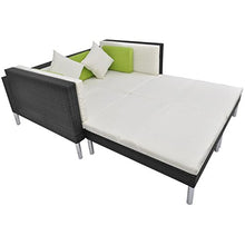 Festnight 17 Pz Set Arredo Divano Letto da Giardino Patio per Esterno in Polyrattan Marrone/Nero (Nero)